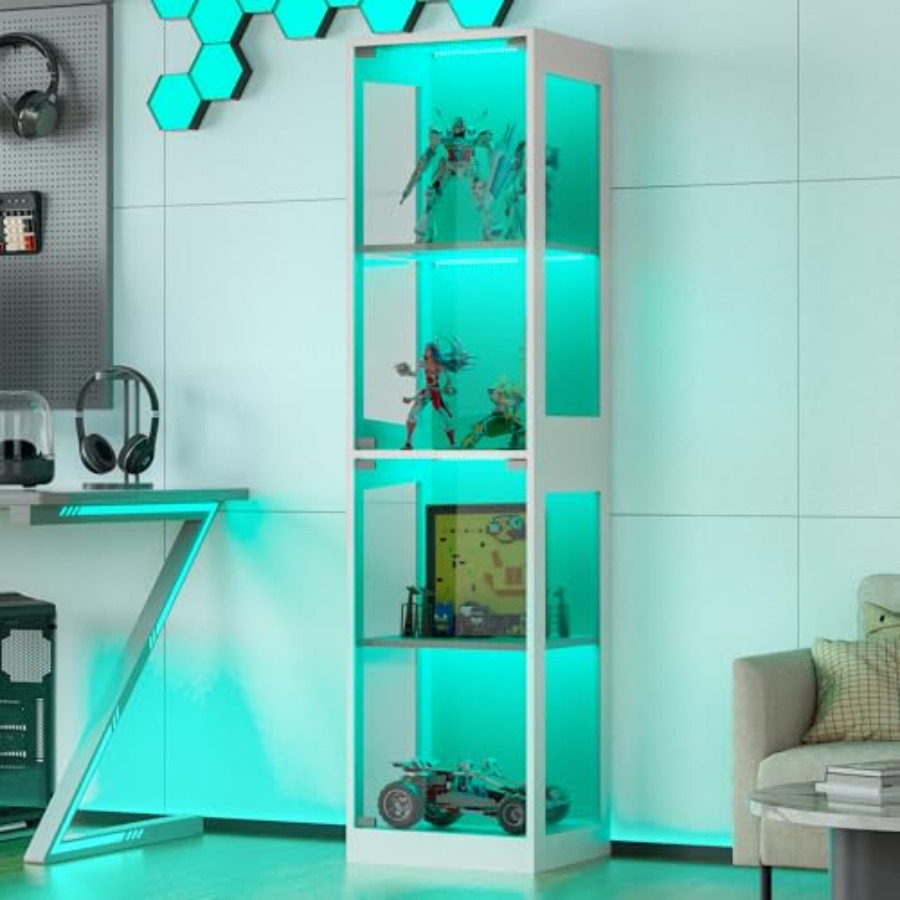 Collectible Collection - Glazen vitrinekast met RGB-verlichting voor verzamelobjecten,
