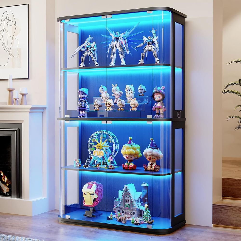 Collectible Collection - Grote afgeronde vitrinekast met glazen deur,